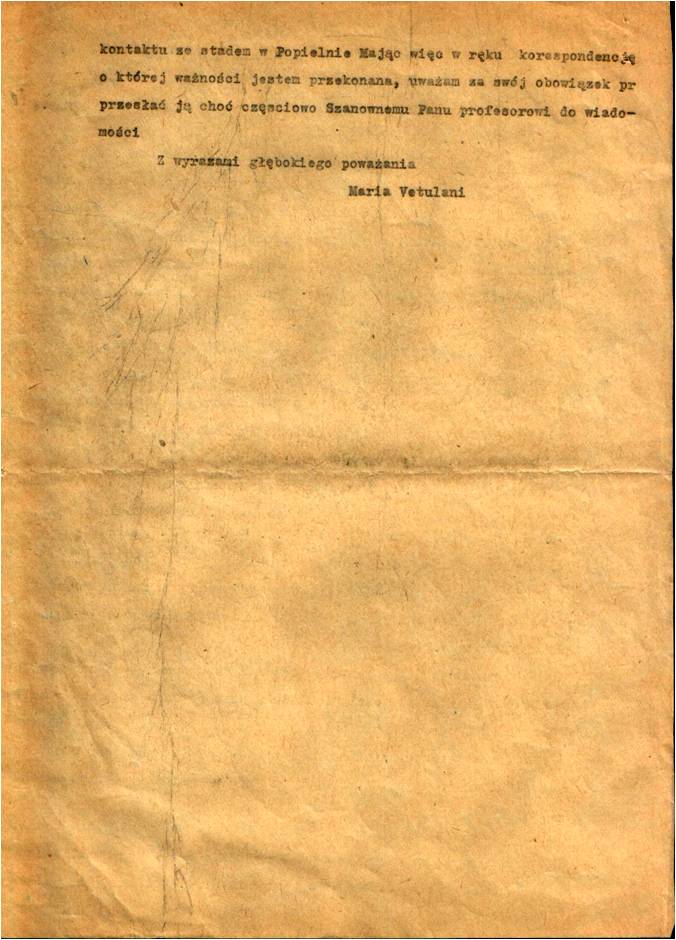 List interwencyjny z listopada 1955 (odpis autorski) Marii Vetulani do Dyrektora Komitetu Nauk Rolniczych PAN (prof. dr Czaja) w sprawie dalszych badań nad konikiem polskim. Str. 2 z 2.